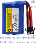 2 Pack 7.4V 1200mAh Li-ion RC Boat Battery With SM 4P Connector And USB Cable Replacement For HJ808 HJ823 2.4GHz Remote Boats