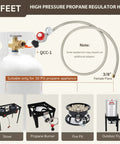GasPro 0-30 PSI propane regulator with gauge and 5-ft stainless braided hose.