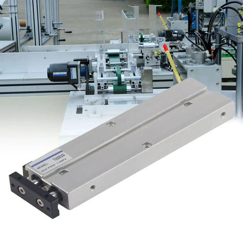 Double Acting Pneumatic Cylinder TN10X100 75mm Stroke, aluminum alloy, shown near manufacturing equipment, high strength component