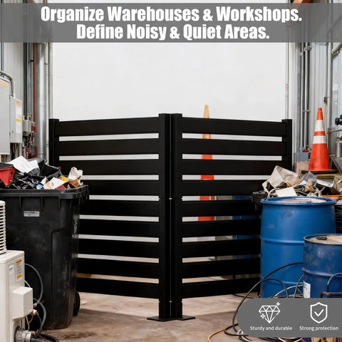 Double Layer Privacy Fence Four Panel Heavy Duty Wrought Iron Screen For Maximum Backyard Privacy Also Great For AC Units Trash Areas And Pool Enclosures 38 Inch Wide By 48 Inch High used in industrial setting