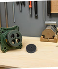 Heavy Duty Nylon Polishing Wheels Set Of 6 For Metal Buffing With 75mm Diameter And 10mm Hole on a workshop table.