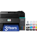 EcoTank ET-4950 Wireless All-In-One Printer With Refillable Ink Tanks, Great For Home Office, shown with ink bottles