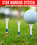 Five Prong Plastic Golf Tees Set With Star And Stripe Marking System 120 Pack including 100 tees at three and a quarter inches