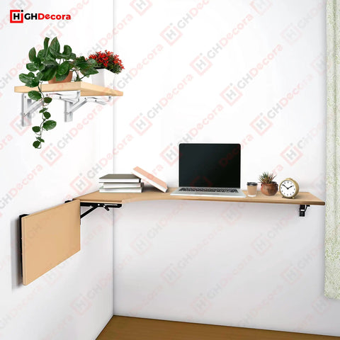 Heavy Duty Folding Shelf Brackets Set 2 Piece Metal Wall Mounted Triangle Supports Fold Down Design White 10 Inch For Tables