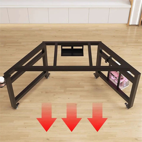 Top Tier Gaming Workspace And Home Office Computer Desk With A Spacious White Desktop Pc Table showcasing sturdy steel frame from above.