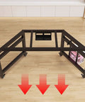 Rock Solid Mobile Computer Desk With Smooth Rolling Casters Wide Surface Thickened Gaming Workbench And Heavy Duty Standing Office Desk For Epic Gamer Setup Black top view showcasing sturdy black frame and rolling casters.