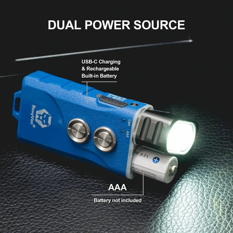 Image of S23 4000 Lumen USB C Rechargeable EDC Flashlight with dual power source options and mechanical switch, gunmetal body.