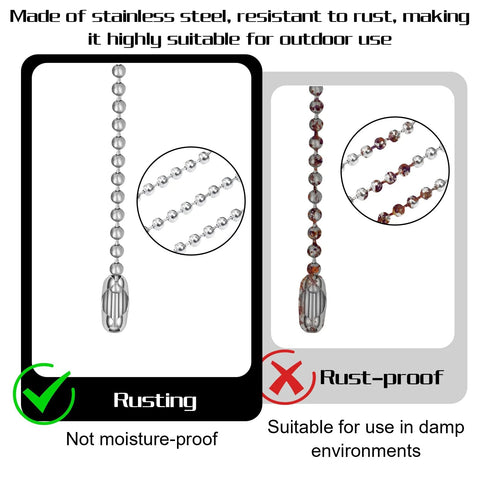 Stainless Steel Ball Bead Chain 50 Ft Spool Kit With 4.5 Mm Beads And 10 Connectors Size 10 Gauge Rust-proof Illustration