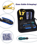 Coaxial Cable Crimper Kit With 20 F Compression Connectors for RG6 RG59 RG11 in tool case with stripper and installer screwdriver
