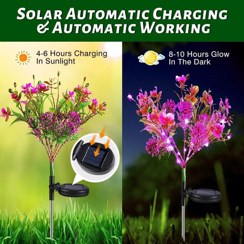 Outdoor Solar Flower Lights Set Phalaenopsis Orchid Solar Garden Lights Waterproof IP65 2 Pack For Patio Decor display