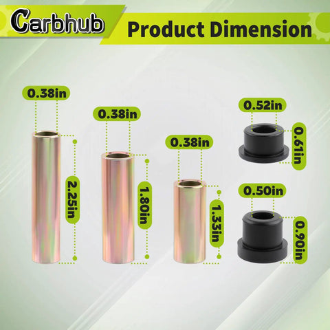 Front Lower Spring And Front Upper A Arm Suspension Kit For DS Golf Carts Replacing Urethane Bushings And Bronze Sleeves Inner And Outer Sleeve Set With Part Numbers 1016346 1016349 1016350, product dimensions
