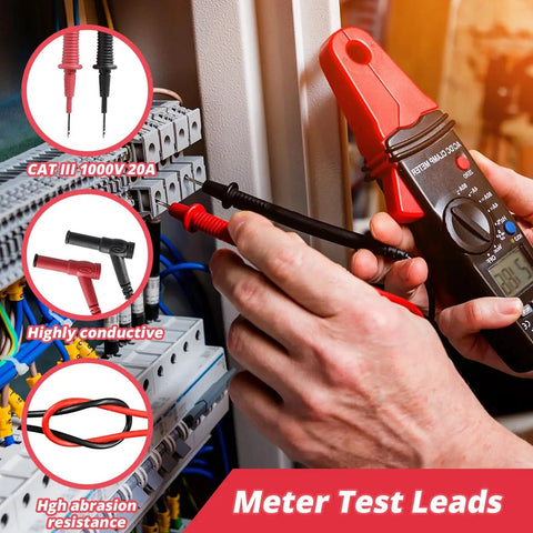 Universal Digital Multimeter Test Leads CAT III 1000V 20A Replacement Probes For High Voltage Checks in use