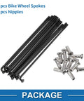 Black 14G 85Mm 304 Stainless Steel Bicycle Spokes Set For Mountain City And Road Wheels With Beefed Up Elbow Spokes 69Mm Without Elbow Length Nipple Size 12x6Mm 1 Pack with 12 spokes and nipples displayed.