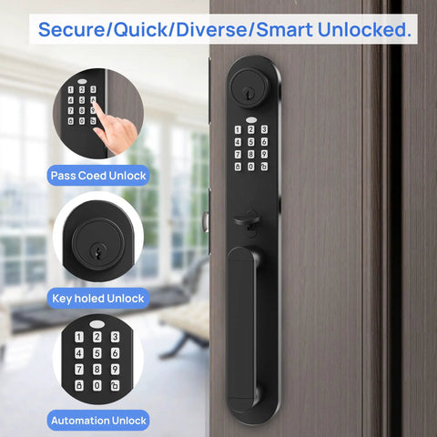 Keyless Entry Door Knob Set Matte Black For Exterior Front Door Reversible For Left Or Right Hand Includes Keyless Passcode Auto Lock 5 Inch Center