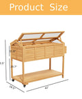Ergonomic Elevated Garden Bed On Wheels With Cover And Storage Shelf, wooden construction, dimensions: 42 in L x 18.5 in W x 33.5 in H