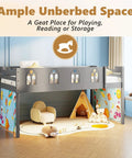 Twin Loft Bed With LED Lights And Curtain, Low Loft Bed With Stairs, Guardrail, Storage Bookcase And Under Bed Play Space