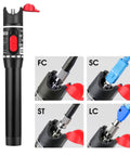 Pro Grade Visual Fault Locator Fiber Optic Tester with 2 PCs singlemode adapters, FC, SC, ST, LC connections, dustproof design