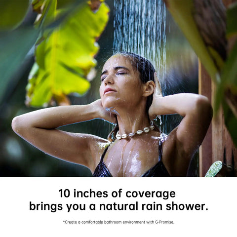 Woman enjoying All Metal Dual Shower Head Kit with Rainfall Shower Head in nature setting