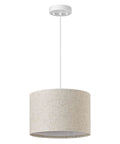 Beige Linen Drum Pendant Light With 48 Inch Adjustable Cord for Kitchen Bedroom Living Room and Kids Room E26 Base
