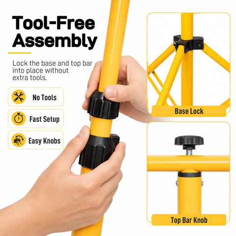 Demonstrating tool-free assembly of Adjustable Foldable Metal Archery Target Stand With Tripod Design For Backyard Range Practice.