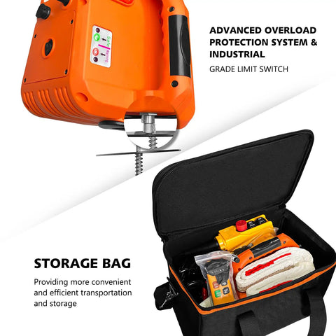 Heavy Duty Electric Hoist Winch With Wireless Remote For Ceiling Mount Garage Towing, 1100 Lb Capacity Portable Lift Rig With Quick Setup Cable For No Sweat Workshop Hauls
