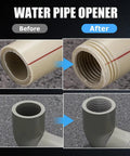Before and after images showing the Heavy Duty Internal External Pipe Threading Tool For Half Inch Pvc And Ppr Lines results on pipes.