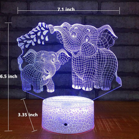 Elephant 3D Night Light For Kids With 16 Color Changing LED Lights Remote Control And Touch Sensor Cute Elephant Lamp For Bedroom Perfect Gift For Girls Boys Babies featuring wireframe elephant design.