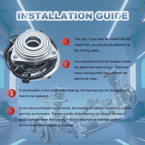 Installation guide with Front Wheel Bearing And Hub Assembly 513272 For Jeep Wrangler 2007 2008 2009 2010 With Four Wheel ABS