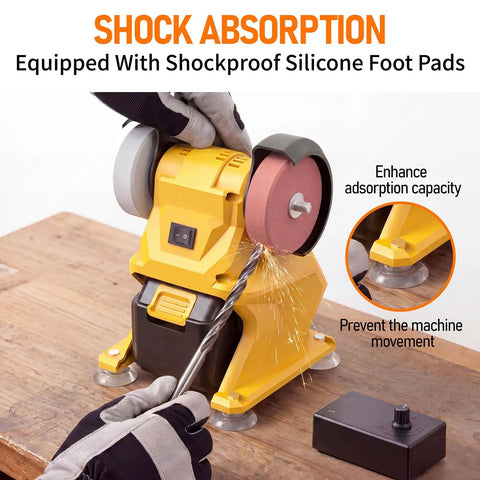 Grab A Snappy Lightweight Cordless Bench Grinder Constructed To Run On Your Favorite DeWalt 20V Battery Packs For Blazing Fast Metal Prep And Sharp Edge Work Anywhere with shockproof silicone foot pads.
