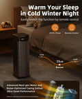 Powerful 1500W Space Heater For Indoor Use With Fast Ceramic PTC Heating and 90 Degree Oscillation placed beside bed