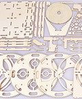 3D Marble Run Puzzle Kit For Adults, Wooden Engineering Project, DIY Mecha Style Build, Interlocking Blocks, Brain Teaser Craft To Assemble, Requires 2 AA Batteries Not Included, Premium Wood Construction, flat wooden parts layout