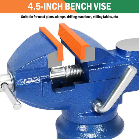 Pro Level Knockout Magnetic Vise Jaw Pads 2 Pack Delivers Scratch Free on 4.5-inch bench vise holding pipe securely.