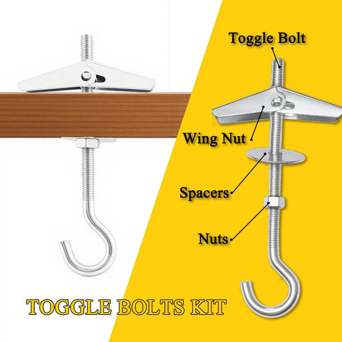 Heavy Duty Steel Toggle Bolts With Swag Hooks For Drywall Mounting Rock Solid Rustproof Wall Anchors That Hold Firm And Deliver A No Sweat Hang For Any Home Or Garage Project Today