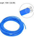 Coiled Blue PU Air Hose Tube For Compressors 4mm ID By 6mm OD 10 Meter Length with close-up of internal diameter