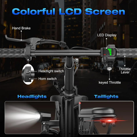 Handlebar controls of a Powerful Folding Electric Bike With 800W To 1200W Peak Motor For Dope City Commutes 23 MPH Top Speed Dual Suspension