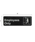 Employee Only Information Sign With Symbols 9 By 3 Inch Self Adhesive Backing White Text On Black Background Durable ABS Plastic Ideal For Office Break Room And Restricted Areas Easy Peel Mounting, 9x3 in