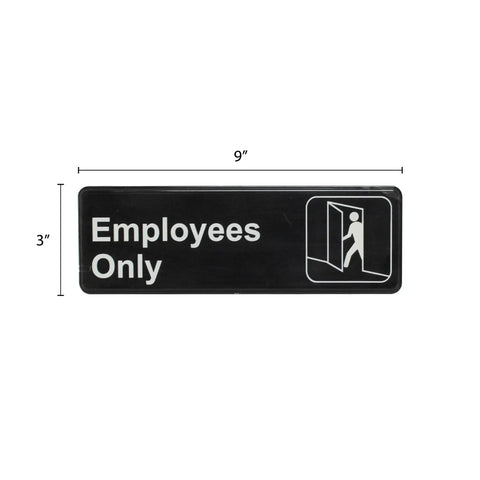 Employee Only Information Sign With Symbols 9 By 3 Inch Self Adhesive Backing White Text On Black Background Durable ABS Plastic Ideal For Office Break Room And Restricted Areas Easy Peel Mounting, 9x3 in