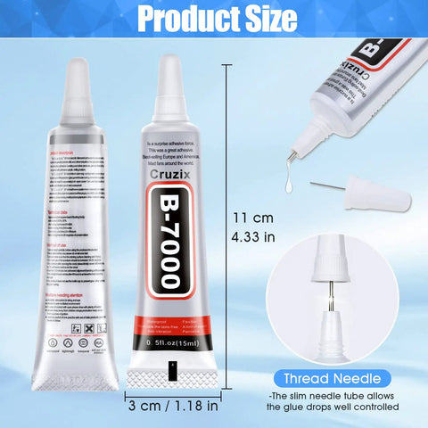 Clear Rhinestone Glue for Jewelry and Crafts, Go-To, Semi Fluid High Viscosity Adhesive, 4x15 ml size, tube with needle tip