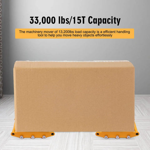 Heavy Duty Machine Dolly Skate With 15 Ton Capacity Moves Industrial Equipment And Warehousing Cargo Smoothly utilizing all steel construction, supporting a cardboard box.