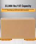 4 Pc Heavy Duty Machine Dolly Sleds With 15 Ton Capacity Each Rotating Steel Roller Caster For Moving Industrial Equipment And Heavy Loads Smooth Polyurethane Wheels For Warehouse Use on a flat surface with a cardboard box