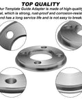 Heavy Duty Template Guide Adapter fits Makita Routers 3606 3612 3621 3620 with a rust-proof steel body and precise cut holes.