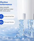 Water flowing from Three Pack Replacement Water Filters For Brita Pitchers And Dispensers, NSF certified for clean drinking