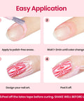 Steps for using Colored Liquid Latex For Nails Peel Off Barrier 15ml with plastic nail stick for easy manicure cleanup.