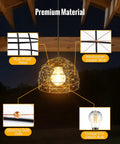 Top Rated Solar Pendant Chandelier Set Of Two With Smart Remote And Custom Hourly Timer featuring rust-proof metal, handwoven copper wire design.