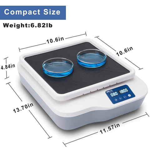 Image of Digital Orbital Shaker With Adjustable Speed From 40 To 200 RPM And 2 Kg Capacity showing platform with petri dishes.