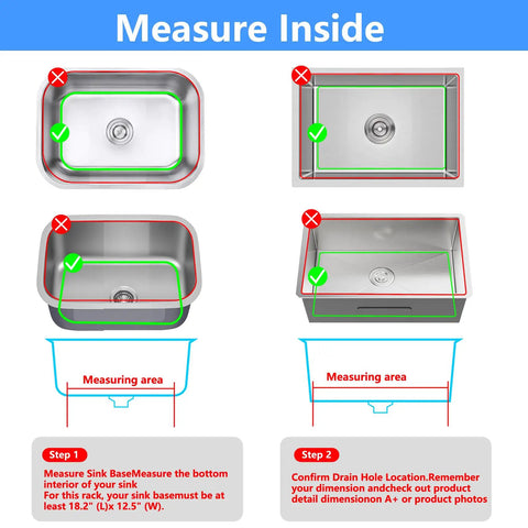Diagram showing how to measure sink dimensions for fitting a Silicone Sink Mat Grid For Kitchen Sink Protects Glassware And Stainless Steel Surfaces Fits 12 To 30 Inch Sinks With Curved Edges And High Temperature Resistance.