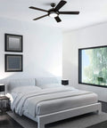 Comet Indoor 52 Inch Ceiling Fan With Light In Matte Black Reversible Black And Black Marble Blades 16 Watt Dimmable LED Light Kit