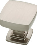 Premium Brushed Nickel Cabinet Knobs 10 Pack Smooth Square design, durable zinc material, perfect for dressers and kitchen drawers.