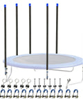Heavy Duty Universal Trampoline Enclosure Poles Kit For Six Straight Tubes Fits 10 To 16 Foot Nets with hardware and clamps.