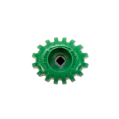 Green Oval Grip Scuba Diving Tank Cylinder Valve Knob For Easy Handling, PVC, 23mm thread, 42.7mm diameter, top view